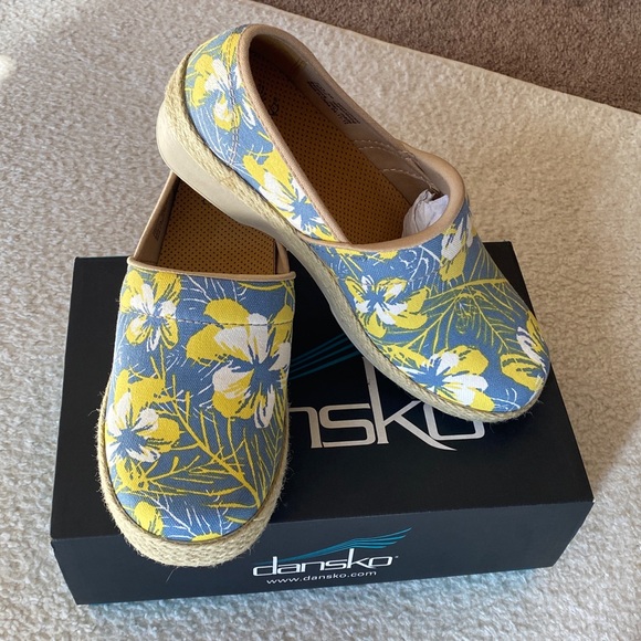 Dansko Blue and Yellow Floral Clogs 39 - Picture 16 of 16
